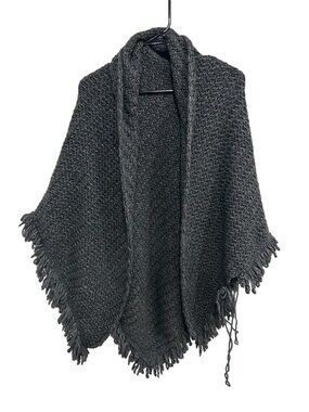 Fratelli Talli One Size Gray Poncho Wrap Fringe Hem Italian Heritage Minimalist